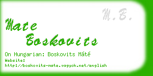mate boskovits business card